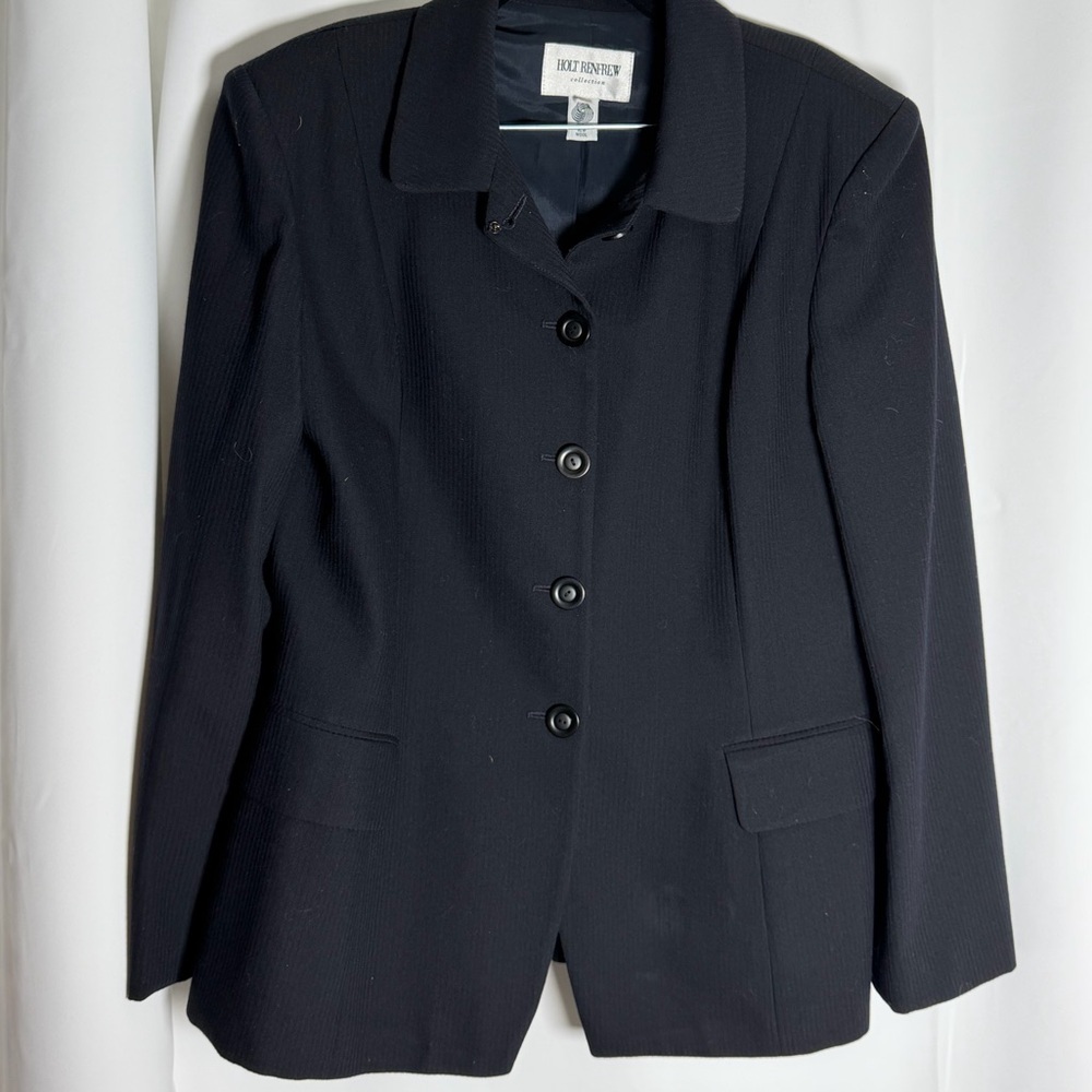 Holt Renfrew - Black Women's Blazer, Elevated Office Workwear Size 16 - Picture 2 of 6